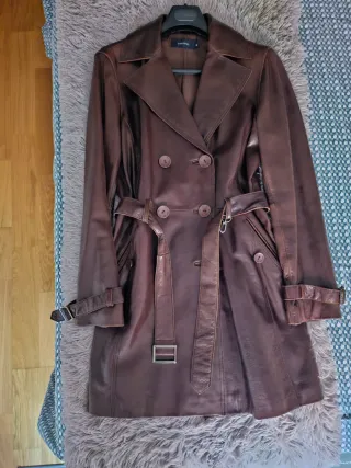 Abrigo de cuero auténtico trench CORTIPEL de