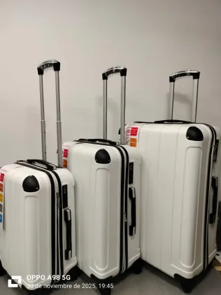 Set de 3 maletas de viaje blancas