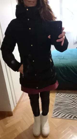Abrigo acolchado cuello pelo y capucha