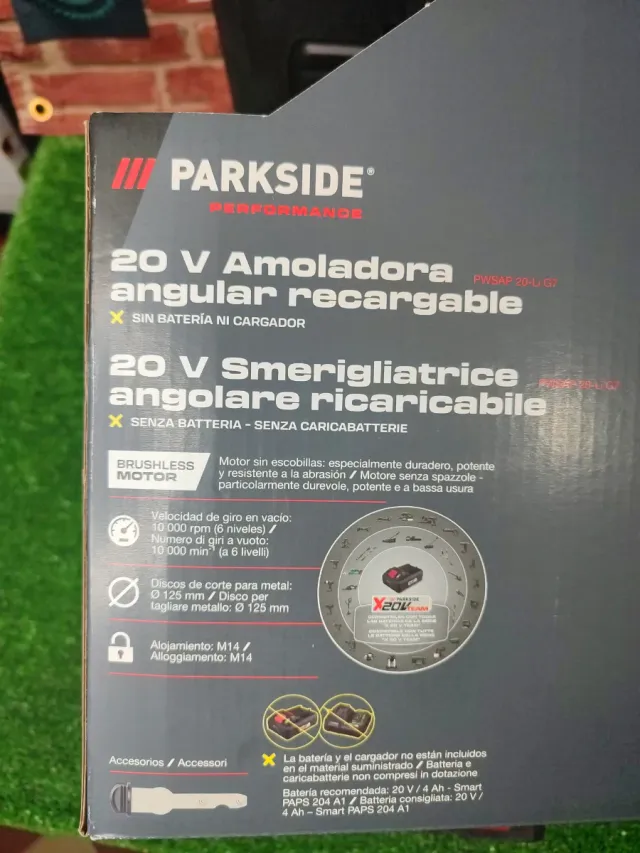 Amoladora Parkside Performance 20V