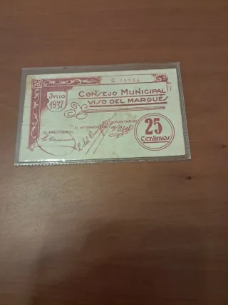 Billete Viso del Marqués 25 céntimos 1937