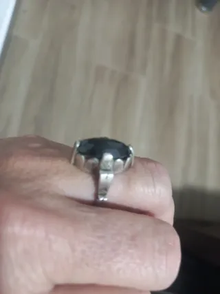 Anillo Plata Antiguo Piedra Onix Negra