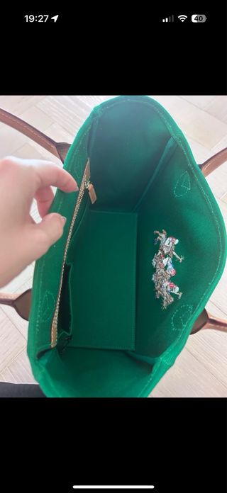 Borsa Ralph Lauren verde con ricamo