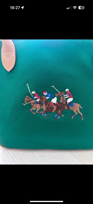 Borsa Ralph Lauren verde con ricamo