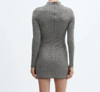 Vestido punto cremallera Mango gris