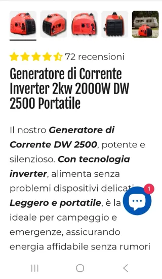 Generatore 2000W Nuovo