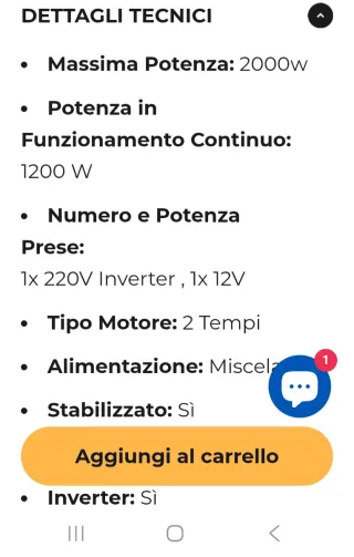 Generatore 2000W Nuovo