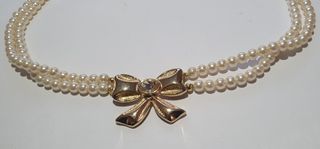 Collana di perle vetro bianche a doppio filo