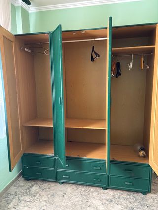 Armario dormitorio mimbre verde