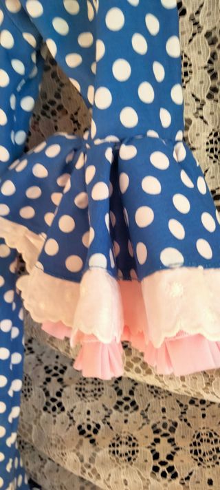 Traje Flamenca Niña Azul Lunares Hecho a Mano