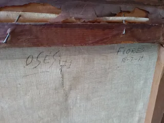 Oleo sobre lienzo bodegón floral firmado 1971