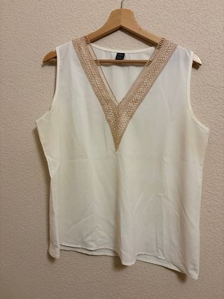 Blusa SHEIN Talla Única Blanca y Dorada