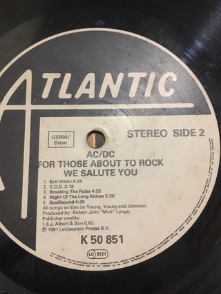 AC/DC For Those About to Rock LP Vinilo