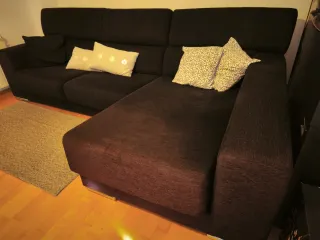 Sofá Chaise Longue Negro Grande