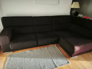 Sofá Chaise Longue Negro Grande