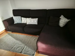 Sofá Chaise Longue Negro Grande