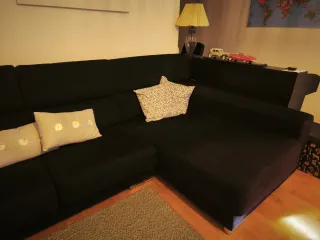 Sofá Chaise Longue Negro Grande