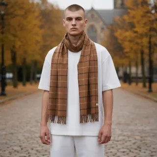 Bufanda Burberry Cuadros Marrón y Beige