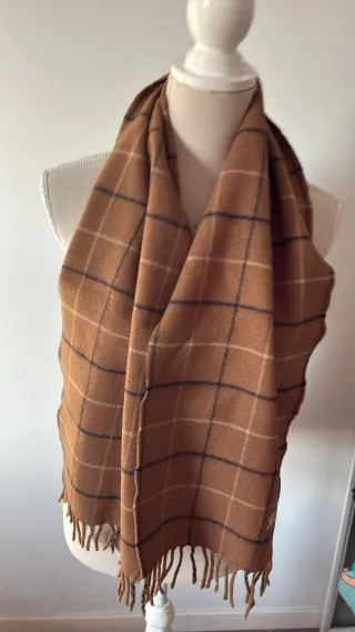 Bufanda Burberry Cuadros Marrón y Beige