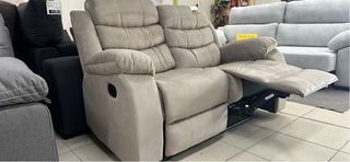 Sofá relax 2 plazas gris/beige