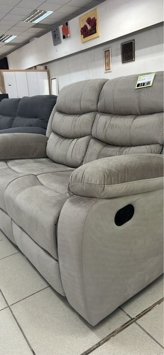 Sofá relax 2 plazas gris/beige