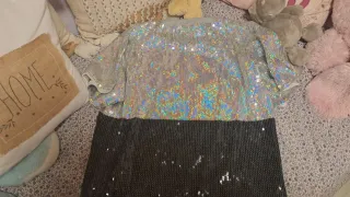 Vestido lentejuelas plateado y negro Talla M