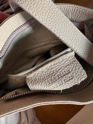 Bolso de piel beige mujer