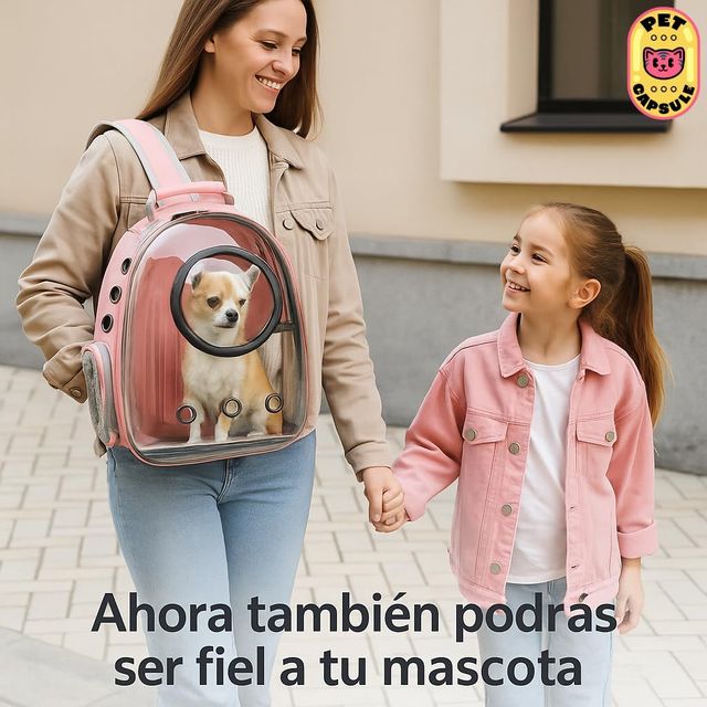 Mochila Cápsula para Mascotas Rosa Transparente