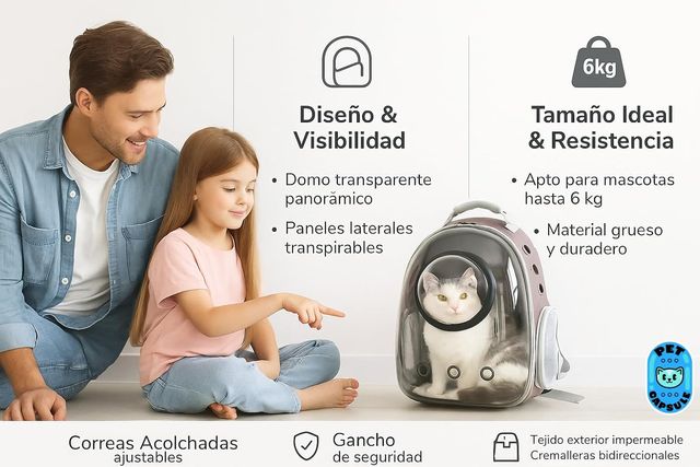 Mochila Cápsula para Mascotas Rosa Transparente
