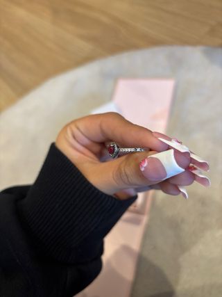 Anillo Pandora Corazón Rojo y Plata