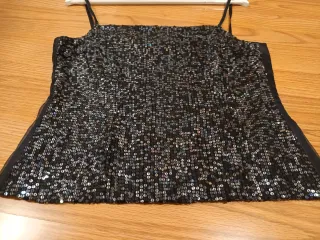 Top lentejuelas negro y plateado Talla S