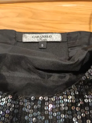 Top lentejuelas negro y plateado Talla S