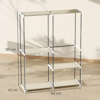 Guardaroba in tessuto beige e nero