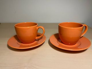 Juego 2 Tazas y Platos Naranja Fun Factory