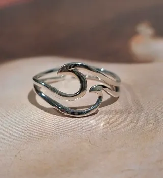 Anillo Plata Ley Diseño Ola