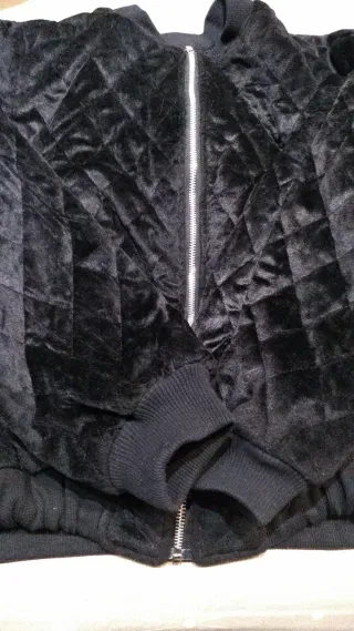 Bomber Chaqueta negra con cremallera terciopelo