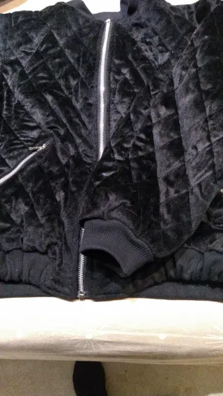 Bomber Chaqueta negra con cremallera terciopelo