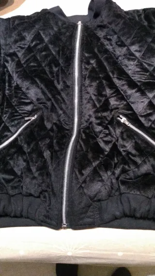 Bomber Chaqueta negra con cremallera terciopelo