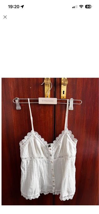 Blusa Zara tirantes encaje blanca