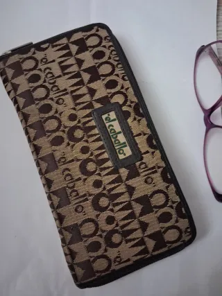 Cartera "El Caballo "Piel y Tela Beige/Marrón