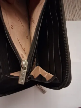 Cartera "El Caballo "Piel y Tela Beige/Marrón