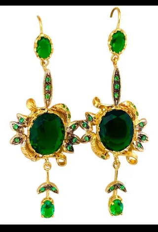 Pendientes Oro 9k y Esmeraldas