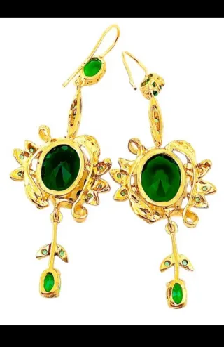 Pendientes Oro 9k y Esmeraldas