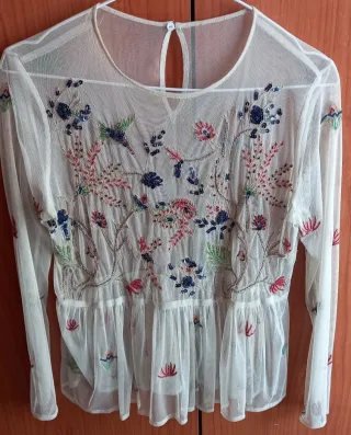 Blusón blanco bordado talla única