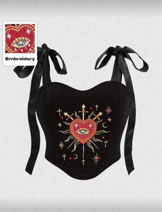 Top Corazón con Puñales Bordado