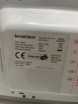 Microondas SilverCrest 17L SMW 700 C1