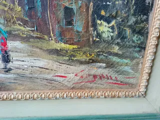 Antiguo cuadro paisaje óleo firmado