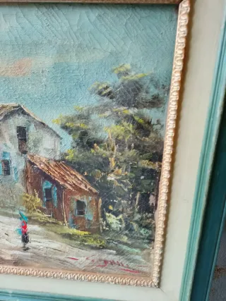 Antiguo cuadro paisaje óleo firmado