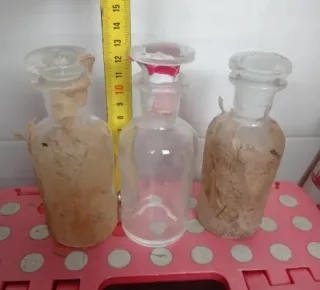 3 Frascos Farmacia Antiguos Vidrio