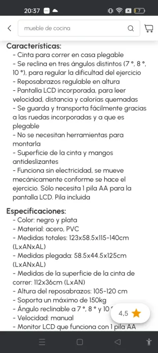 Cinta Homcom A90-182BK plegable